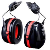3M Peltor Optime 105 Helmet Attachment Hearing Protector NRR 27dB, Black/Red.