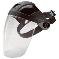 E12 Deluxe Headgear System with Clear Polycarbonate Face Shield, Black.