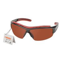 SF10-ERBRSG301 RSG301 Glossy Black Frame with Red Brow and Temple Tips, Blue Blocker HC lens, with UPC Hang Tag.