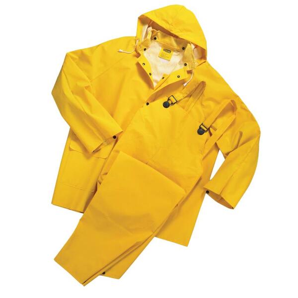 SF20-ERB14350 4035 Rain Suit, 3pc. - Jacket, Detachable Hood, Overalls. .35mm PVC/Polyester. MD.
