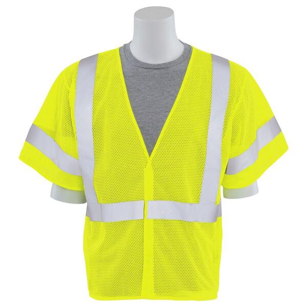 SF20-ERB14551 S662 Type R, Class 3 No Pockets Mesh Safety Vest, Hi Viz Lime, LG.