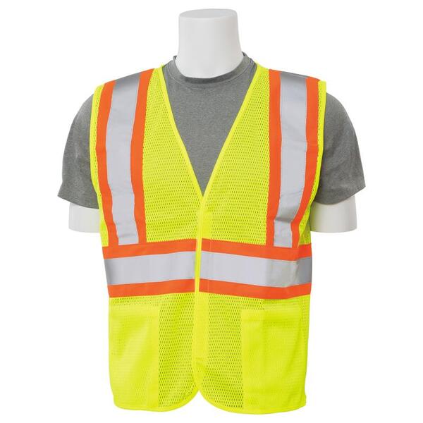 SF20-ERB14605 S382 Type R, Class 2 Mesh Safety Vest with Contrasting Trim, Hi Viz Lime, MD.