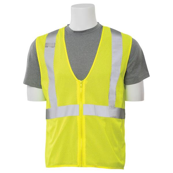 SF20-ERB61447 S363 Type R, Class 2 Economy Mesh with Zip Front Safety Vest, Hi Viz Lime, XL.