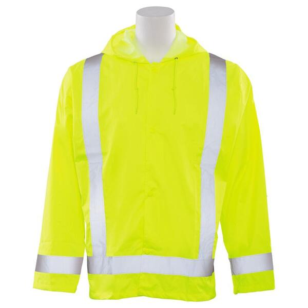 SF20-ERB61495 S373 Type R, Class 3 Oversized Rain Jacket with Attached Hood, Hi Viz Lime, MD/LG.