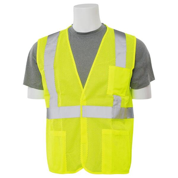 SF20-ERB61630 S362P Type R, Class 2 Economy Mesh Safety Vest with Pockets, Hi Viz Lime, LG.