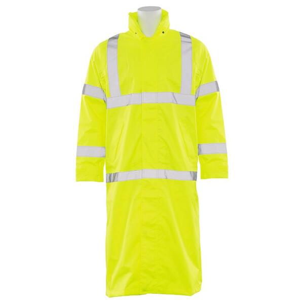 SF20-ERB62030 S163 Type R, Class 3 Long Rain Coat, Hi Viz Lime, XL.