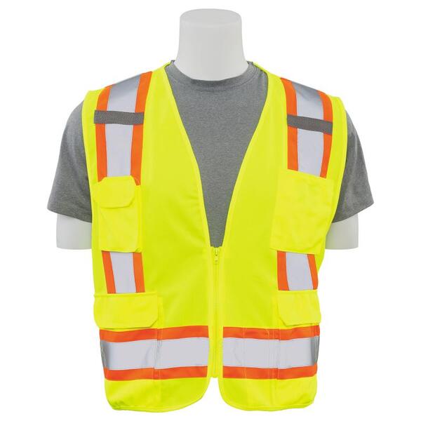 SF20-ERB62161 S380 Type R, Class 2 Surveyor Safety Vest Solid Front, Mesh Back, Hi Viz Orange, 2X.