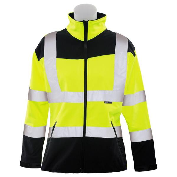 SF20-ERB62199 W651 Type R, Class 2 Fitted Women's Soft Shell Jacket with Black Bottom, Hi Viz Lime, XL.