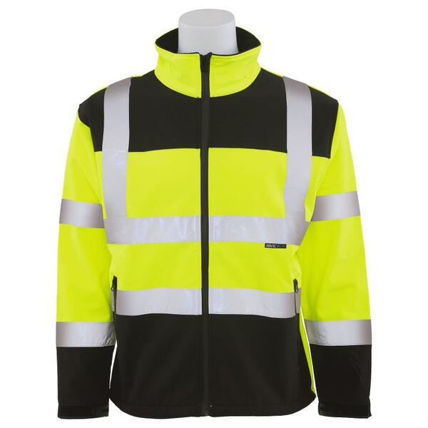 SF20-ERB62207 W650 Type R, Class 3 Men's Soft Shell Jacket with Black Bottom, Hi Viz Lime, 3X.