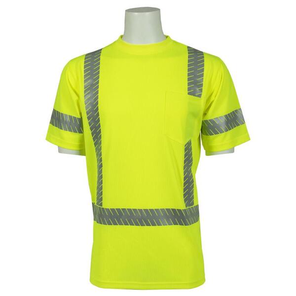 SF20-ERB62301 9206SEG Type R, Class 3 Birdseye Mesh Short Sleeve T-shirt with Segmented Tape, Hi Viz Lime, LG.