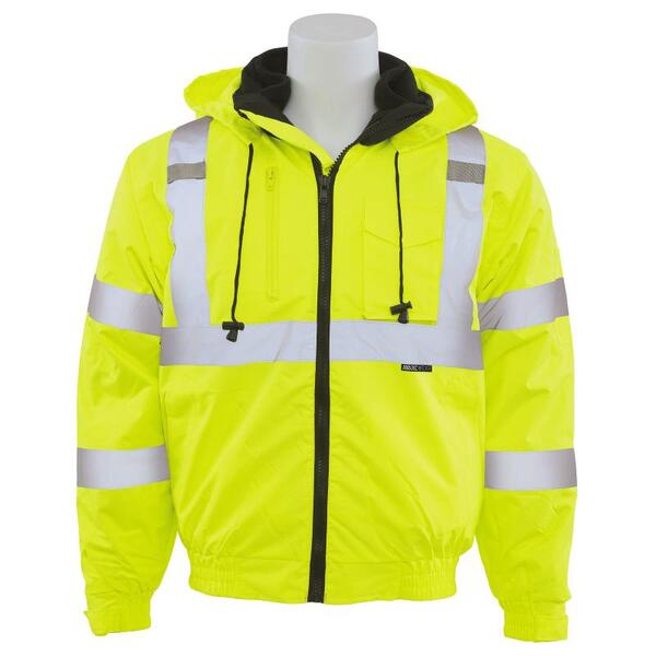 SF20-ERB62436 W510 Type R, Class 3 3-in-1 Bomber Jacket with Black Removable Fleece Liner, Hi Viz Lime, XL.