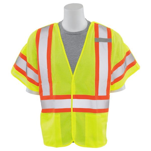 SF20-ERB63251 S622 Type R, Class 3 Break-Away Safety Vest with Contrasting Trim, Hi Viz Lime, 3X.