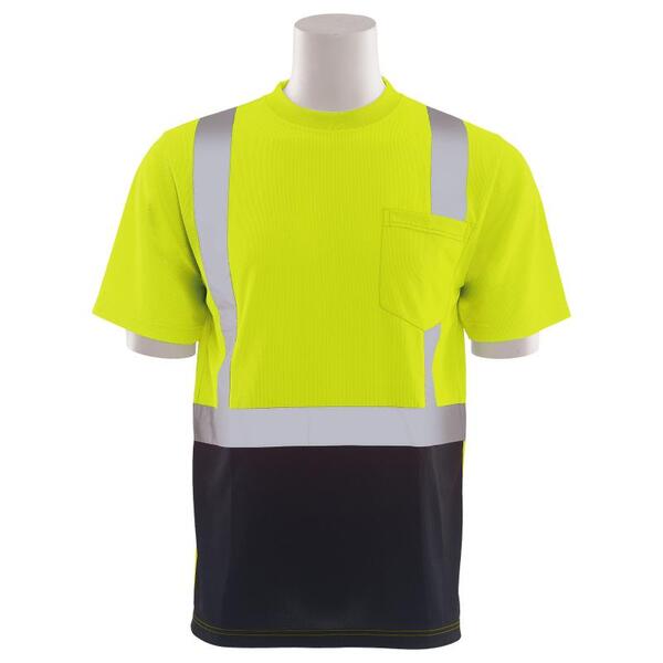 SF20-ERB63307 9601SB Type R, Class 2 Jersey Knit Short Sleeve T-Shirt with Black Bottom, Hi Viz Lime, MD.