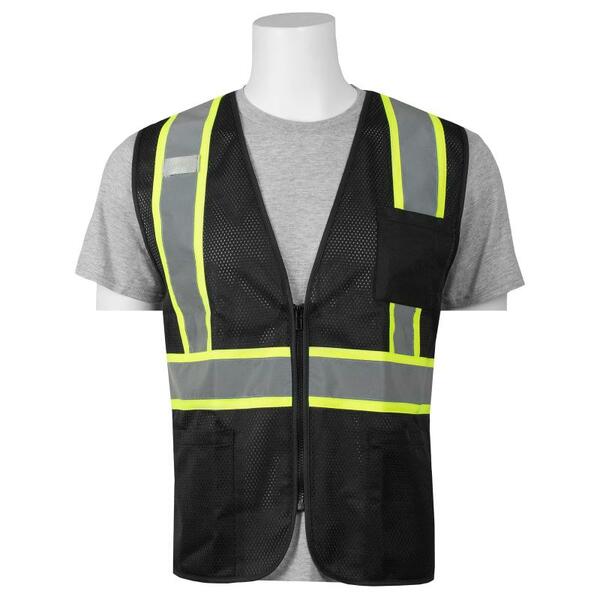 SF20-ERB63331 S863C Non-ANSI Mesh Safety Vest Black, MD.