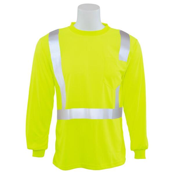 SF20-ERB64001 9007S Type R, Class 2 Birdseye Mesh Long Sleeve T-Shirt, Hi Viz Lime, MD.