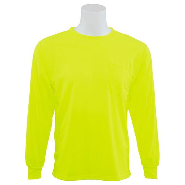 SF20-ERB64028 9007 Non-ANSI Birdseye Mesh Long Sleeve T-Shirt, Hi Viz Lime, XL.