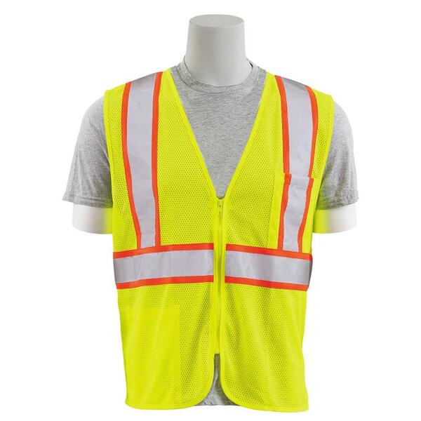 SF20-ERB64720 S195C Type R, Class 2 Flame Retardant Treated Safety Vest with Contrasting Trim, Hi Viz Lime, MD.
