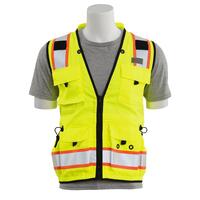 SF20-ERB62392 S252C Type R, Class 2 Deluxe Surveyor Safety Vest with Grommets and 15 Pockets, Hi Viz Orange, SM.