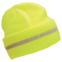 SF20-ERB63196 S109 Knit Cap with Reflective Stripe, Lime, OS.
