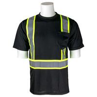 SF20-ERB64241 9006NC Non-ANSI Birdseye Mesh Short Sleeves with Contrasting Trim T-shirt, Black, XL.